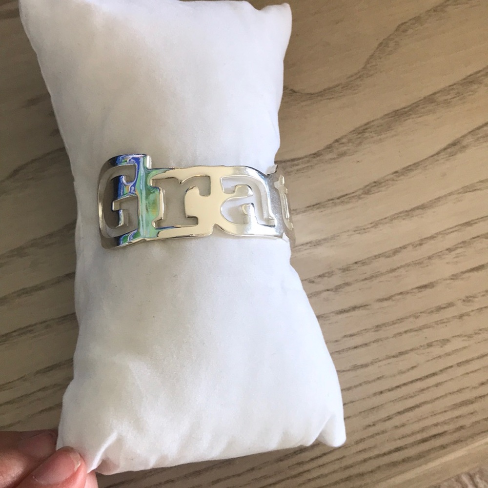 Rustic Cuff silver “grateful” bracelet